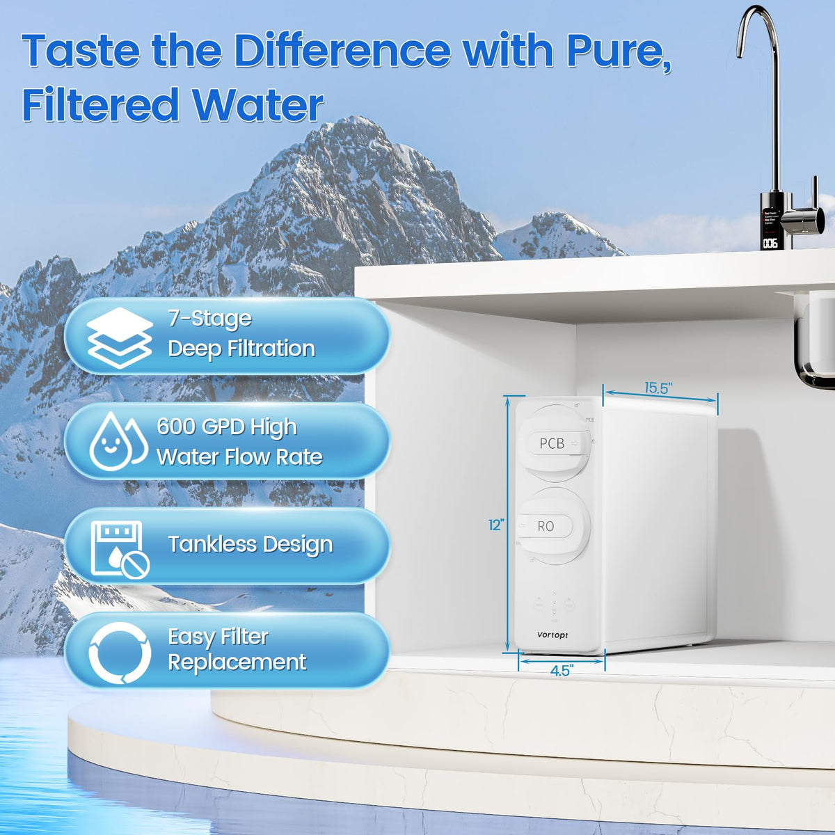 RO/PCB Replacement Filter Compatible with DR3 Reverse Osmosis Water Filter System,Vortopt - Vortopt