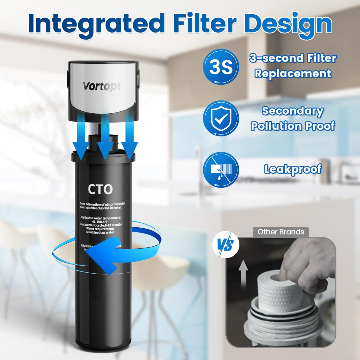 Replacement Filter for Q5-C2 & Q6-C2 Under Sink Water Filter System,Vortopt