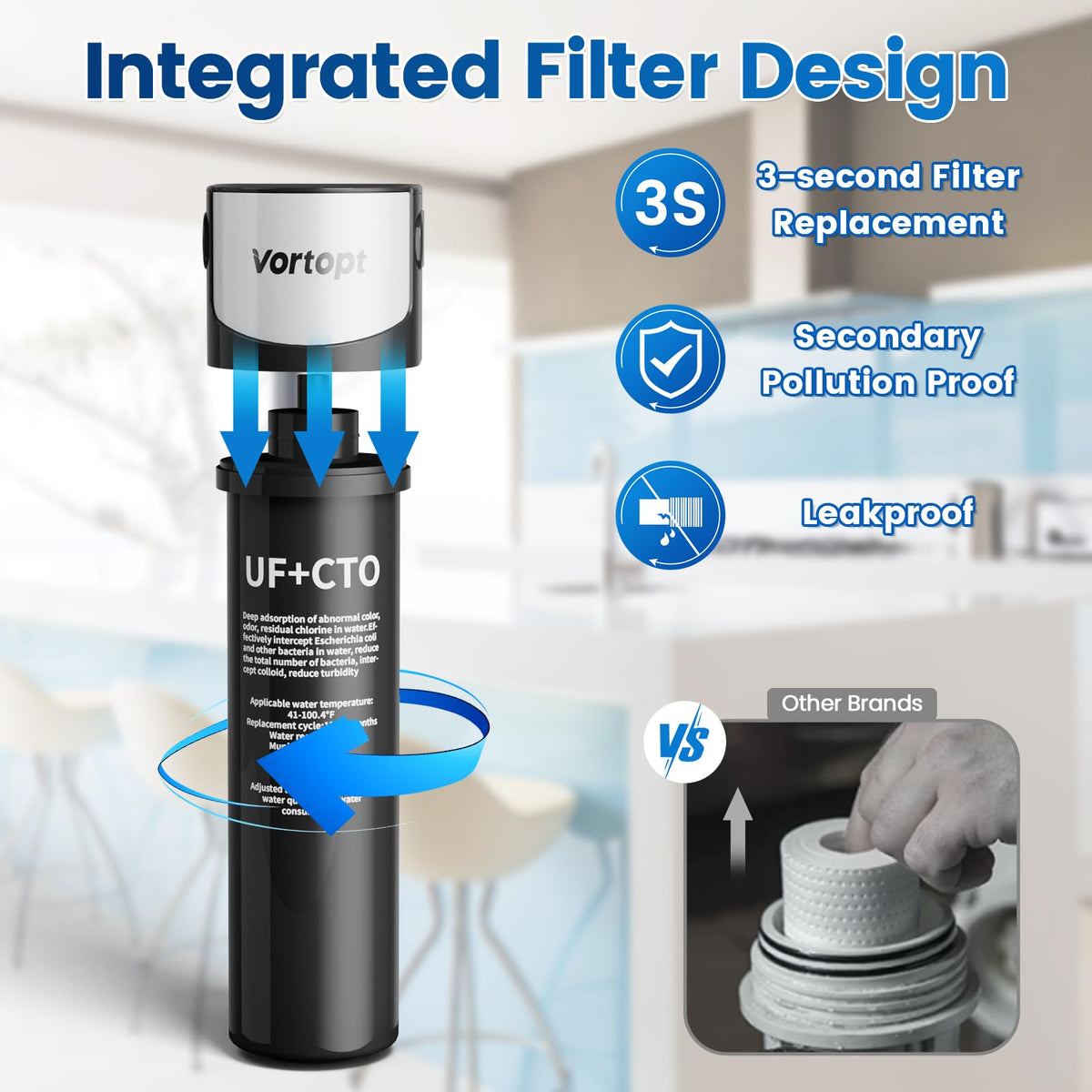Replacement Filter for Q5-UF & Q6-UF Under Sink Water Filter ,Vortopt